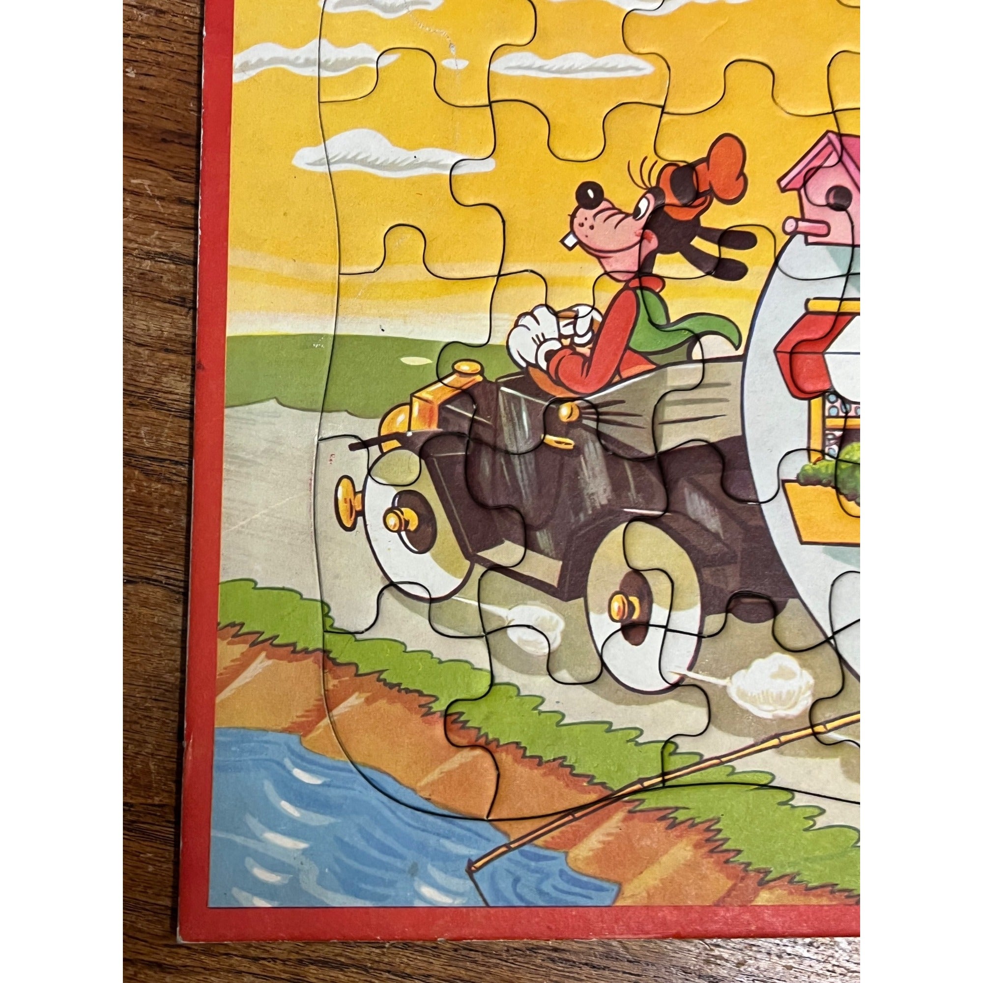 Vintage 1940s Jaymar Disney Mickey Mouse Floor Puzzle 35 Piece Goofy Camper