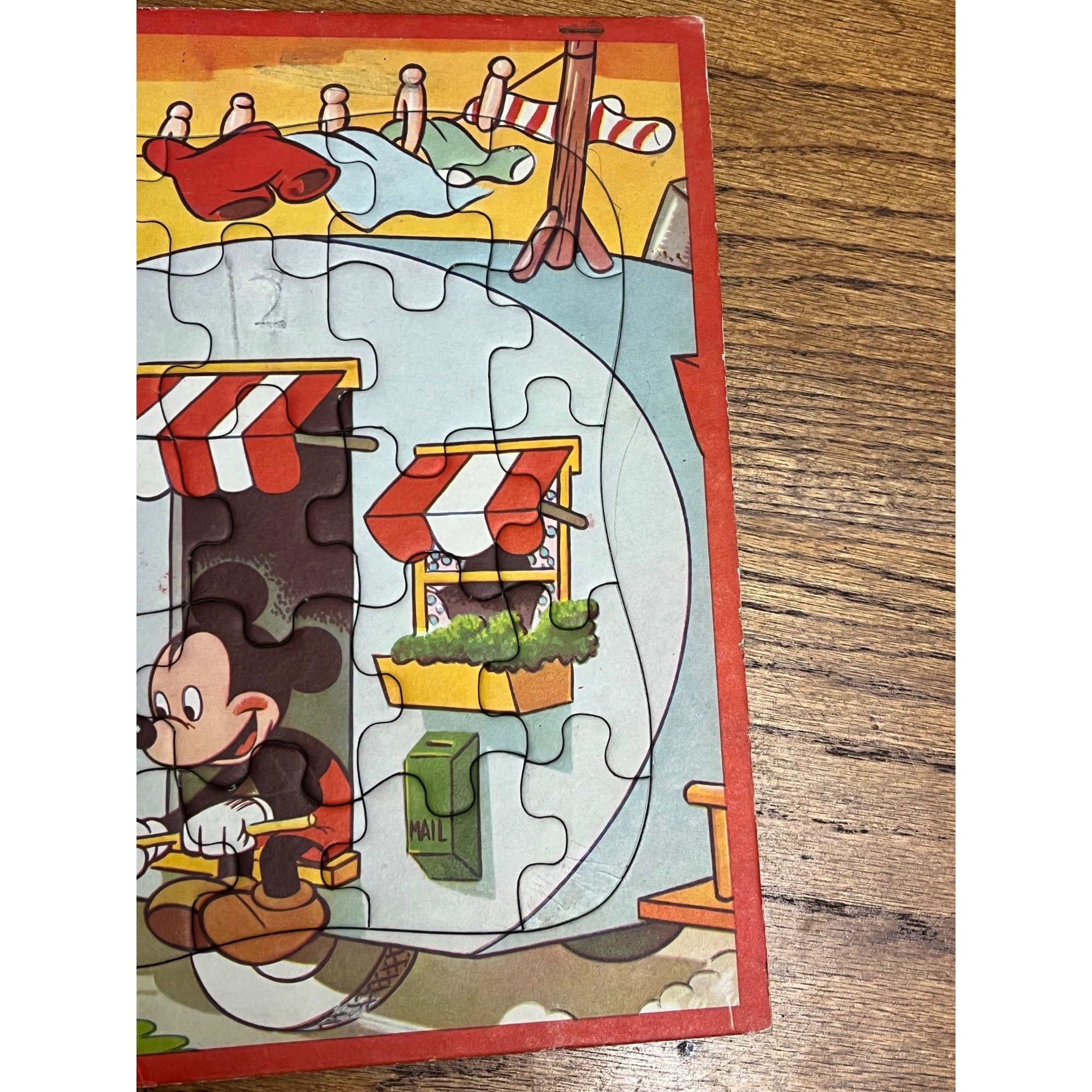 Vintage 1940s Jaymar Disney Mickey Mouse Floor Puzzle 35 Piece Goofy Camper