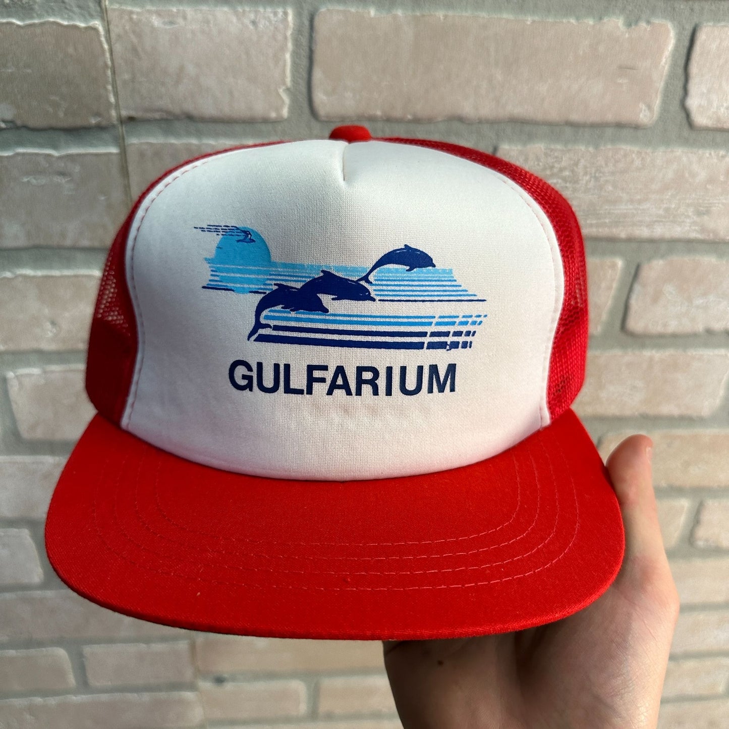 VINTAGE RED FLORIDA GULFARIUM MARINE MESH RETRO SNAPBACK HAT