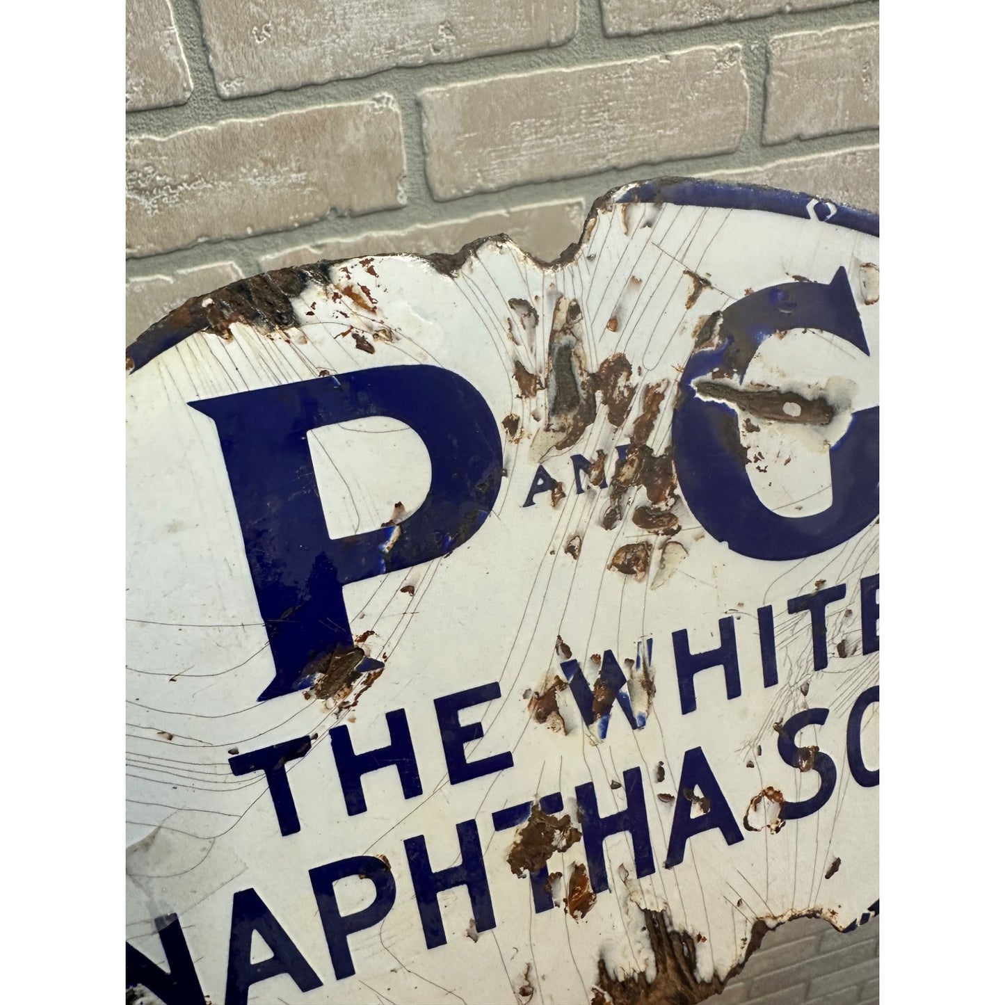 Vintage P & G The White Naphtha Soap Porcelain Advertising Sign