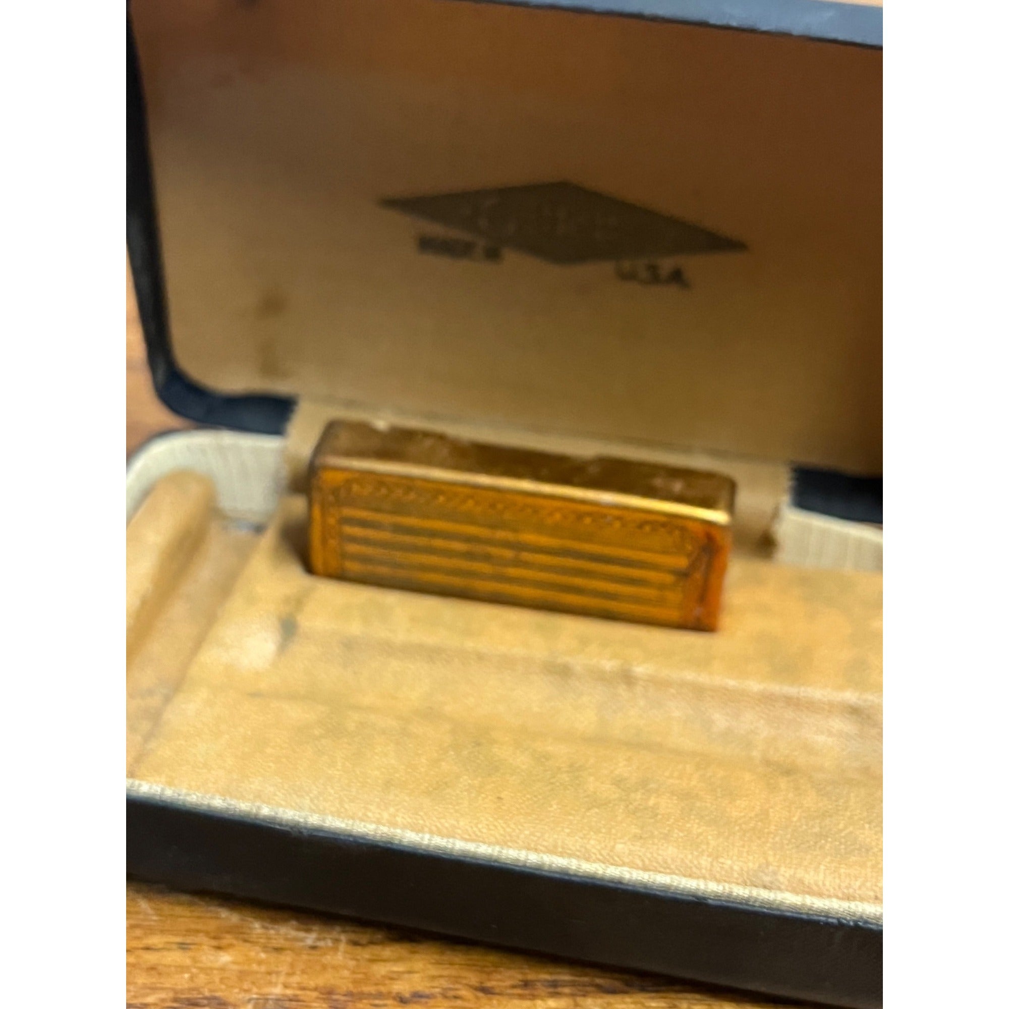 Vintage 1940's Gold Tech Gillette Fat Handle Safety Razor Case & Blade Holder