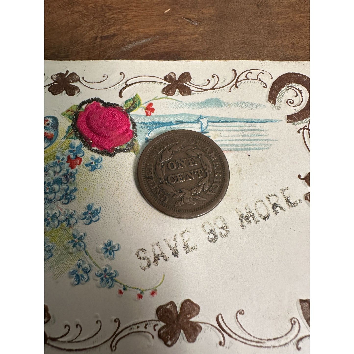 SAVE 99 MORE LUCKY LARGE CENT PENNY POSTCARD MAILER AS-IS