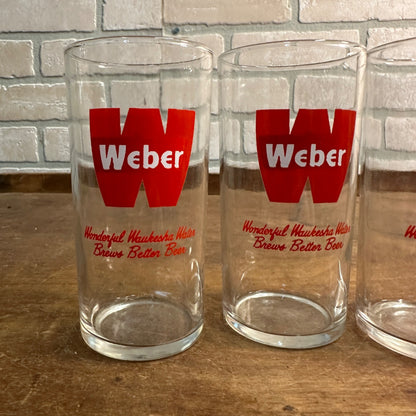 VINTAGE WEBER BEER ENAMEL PAINTED ACL WAUKESHA WISCONSIN LOT (3) SHELL GLASSES