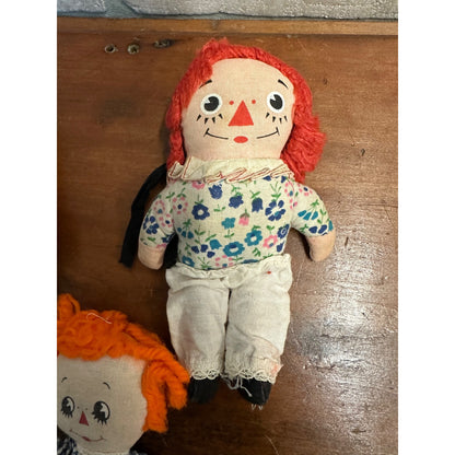 Vintage 1960s Knickerbocker Raggedy Ann + Andy Lot (3) Dolls 6" and 6.5"