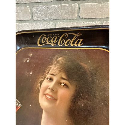 Original Coca Cola 1923 Flapper Girl Advertising Serving Tray Sign Antique