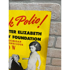 Vintage 1950s Sock Polio Fundraiser Advertising Sign w/ Bing Crosby Michigan