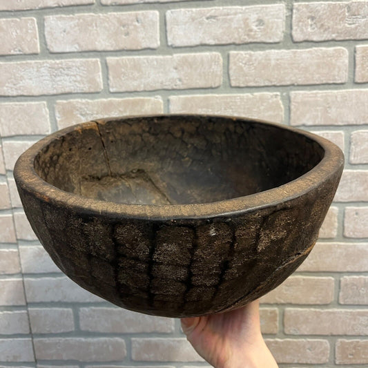 Antique Primitive 1800s Hand Carved Wooden bread Dough Bowl