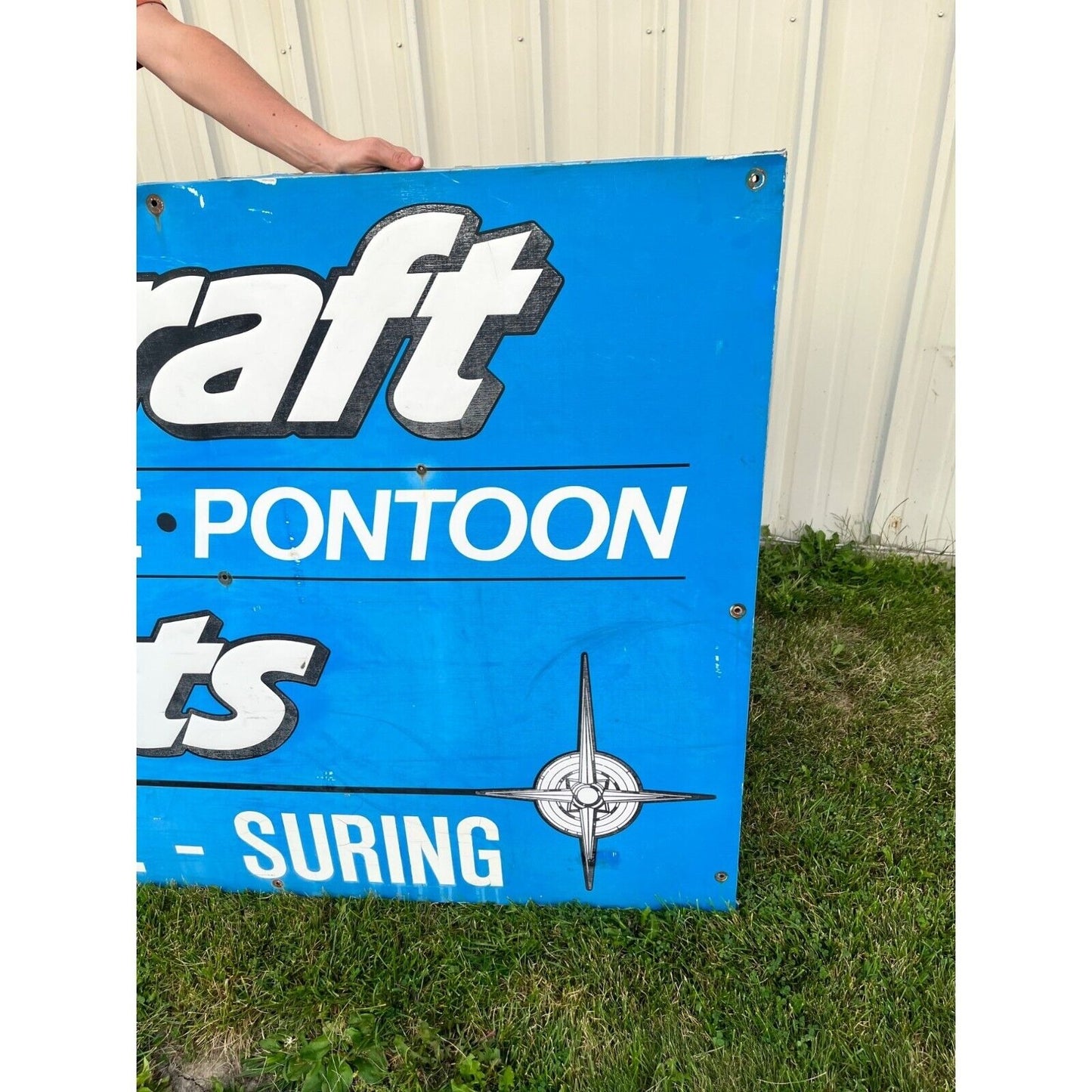 Vintage HUGE Mirrocraft Fishing & Pontoon Boats Metal Advertising SIgn Suring Wi