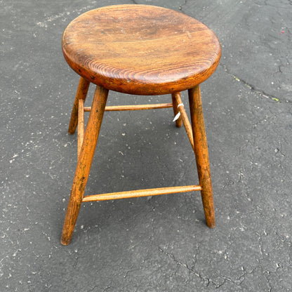 Antique 19th Century Wooden Industrial Drafter's Drafting Stool Chair