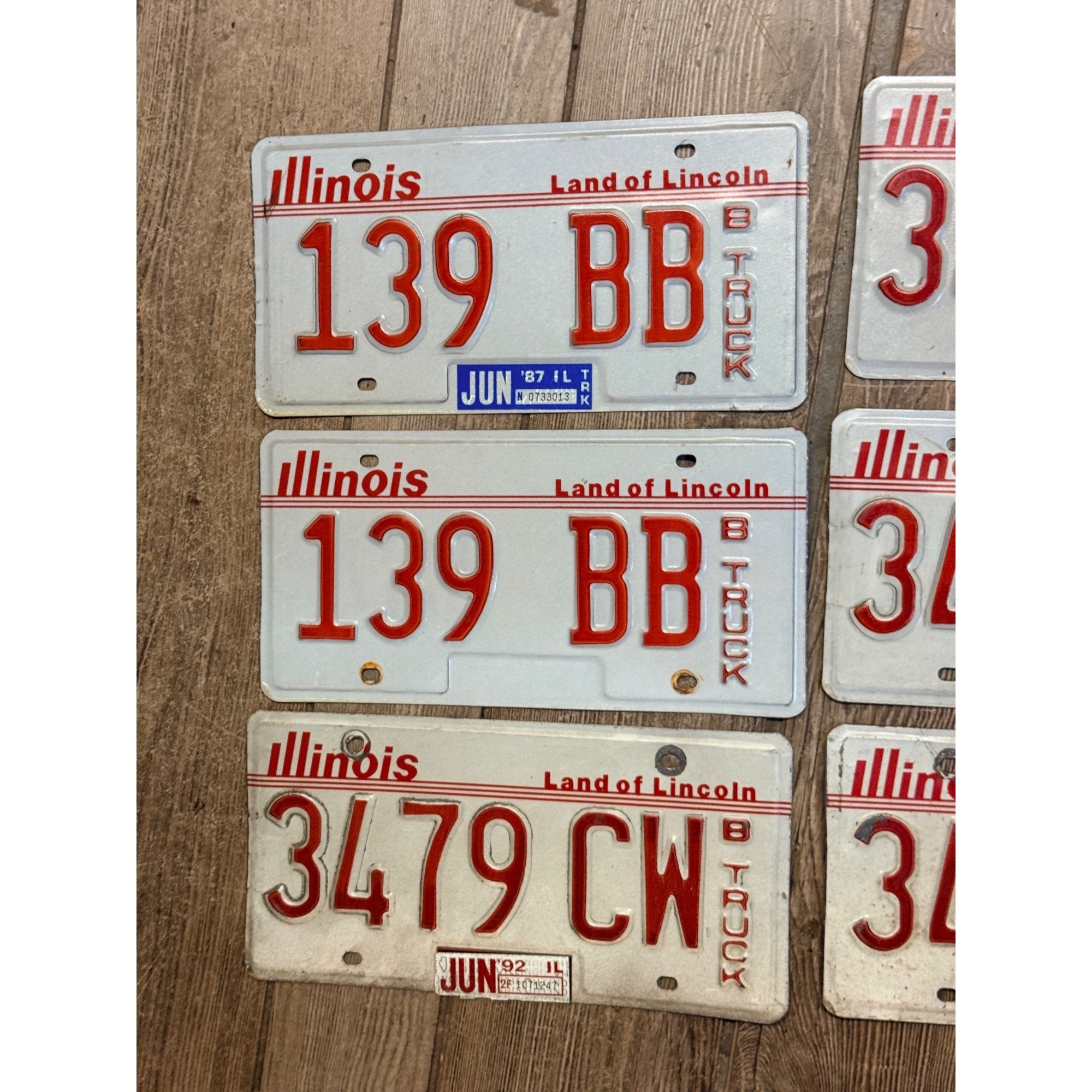 Vintage Large Lot (6) Illinois License Plates 1980s-1990s Land of Lincoln Motto