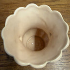 Vintage Art Pottery Double Handled Vase Rumrill H-49 Cream Ribbed Ceramic