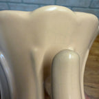 Vintage Art Pottery Double Handled Vase Rumrill H-49 Cream Ribbed Ceramic