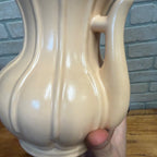 Vintage Art Pottery Double Handled Vase Rumrill H-49 Cream Ribbed Ceramic