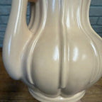 Vintage Art Pottery Double Handled Vase Rumrill H-49 Cream Ribbed Ceramic