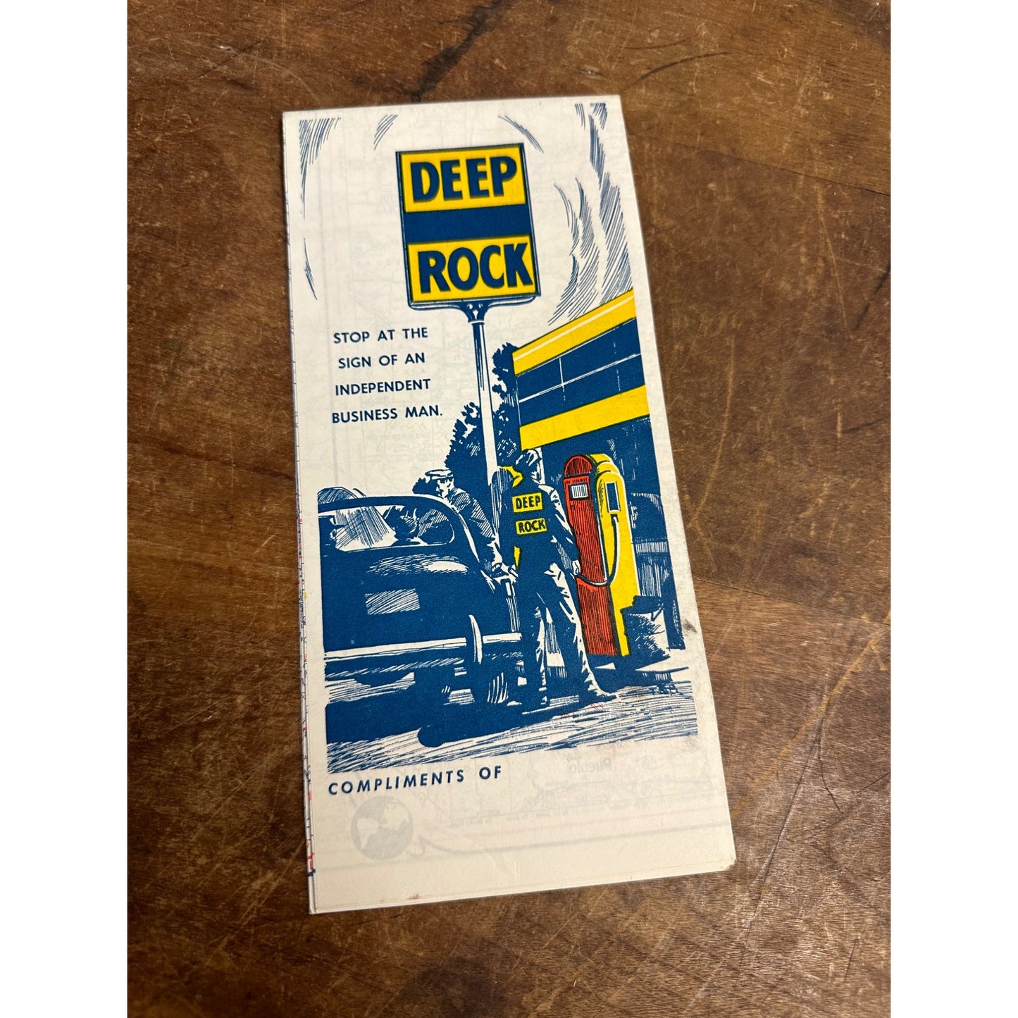 Vintage 1950 Deep Rock Gasoline Oil Petroluem Products Advertising Highway Map Idaho +