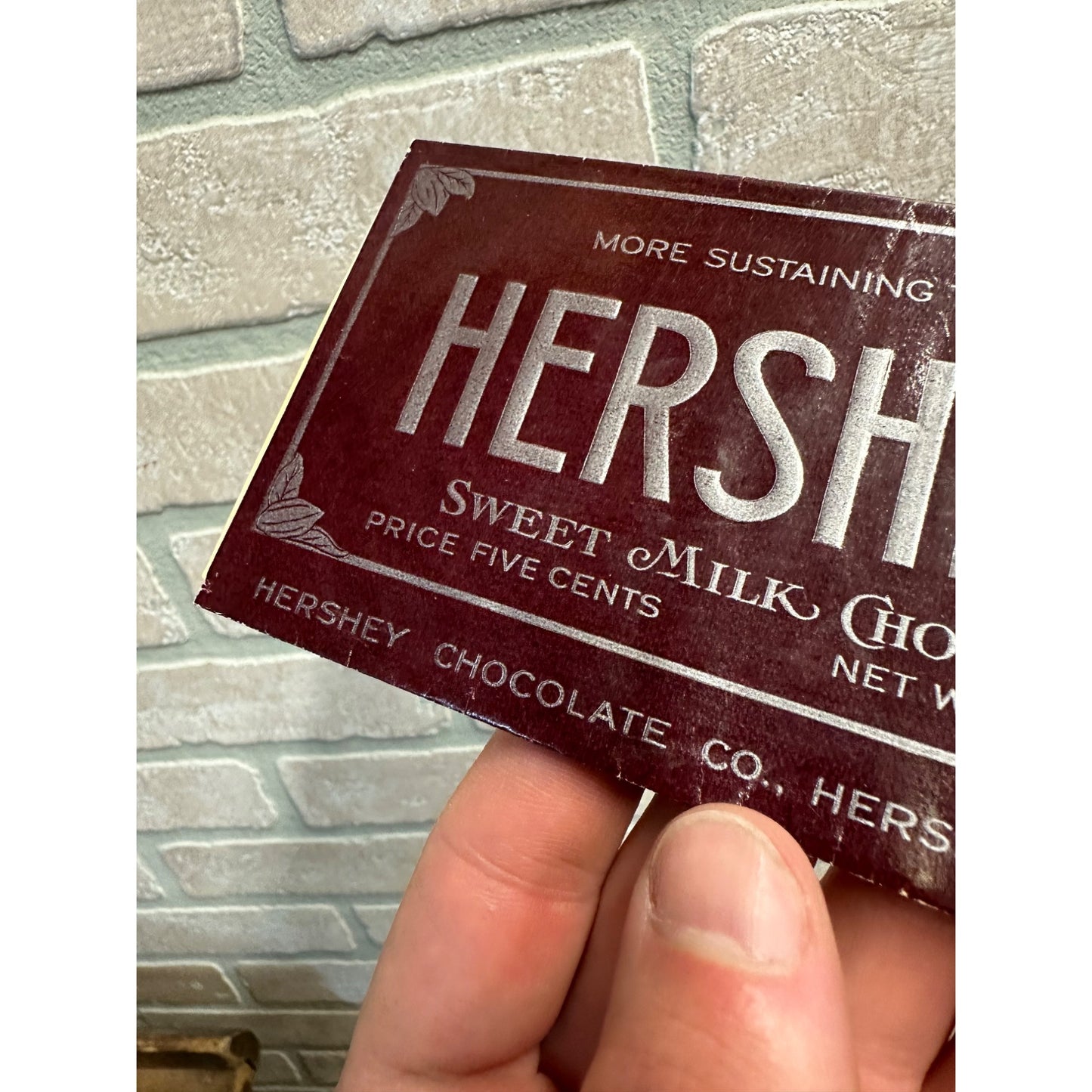 RARE Antique Early 1920s Hershey's Chocolate Bar Wrapper - Sustaining than Meat