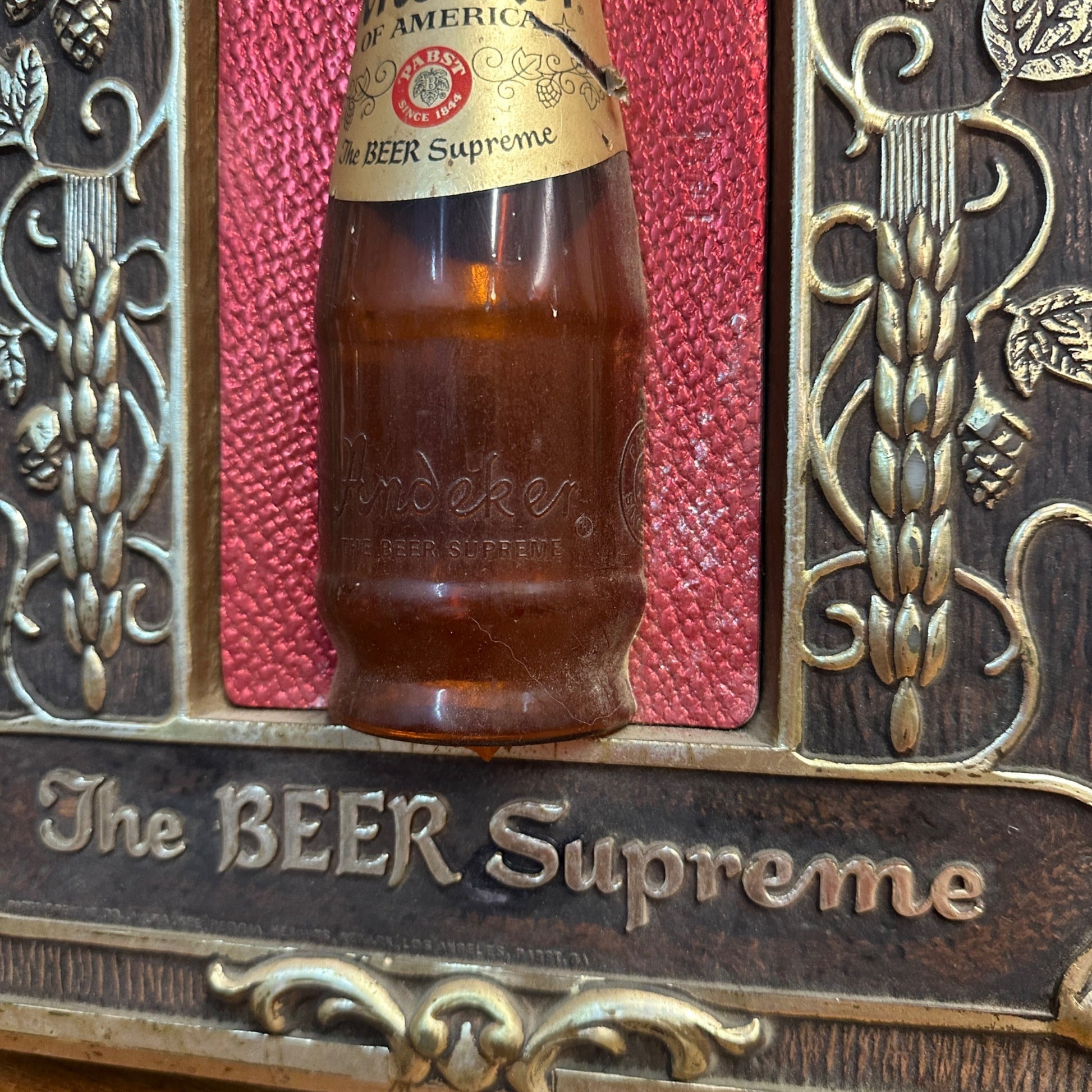 Pabst Andeker of America The Beer Supreme Plastic 3D Sign Pub Plaque Vintage