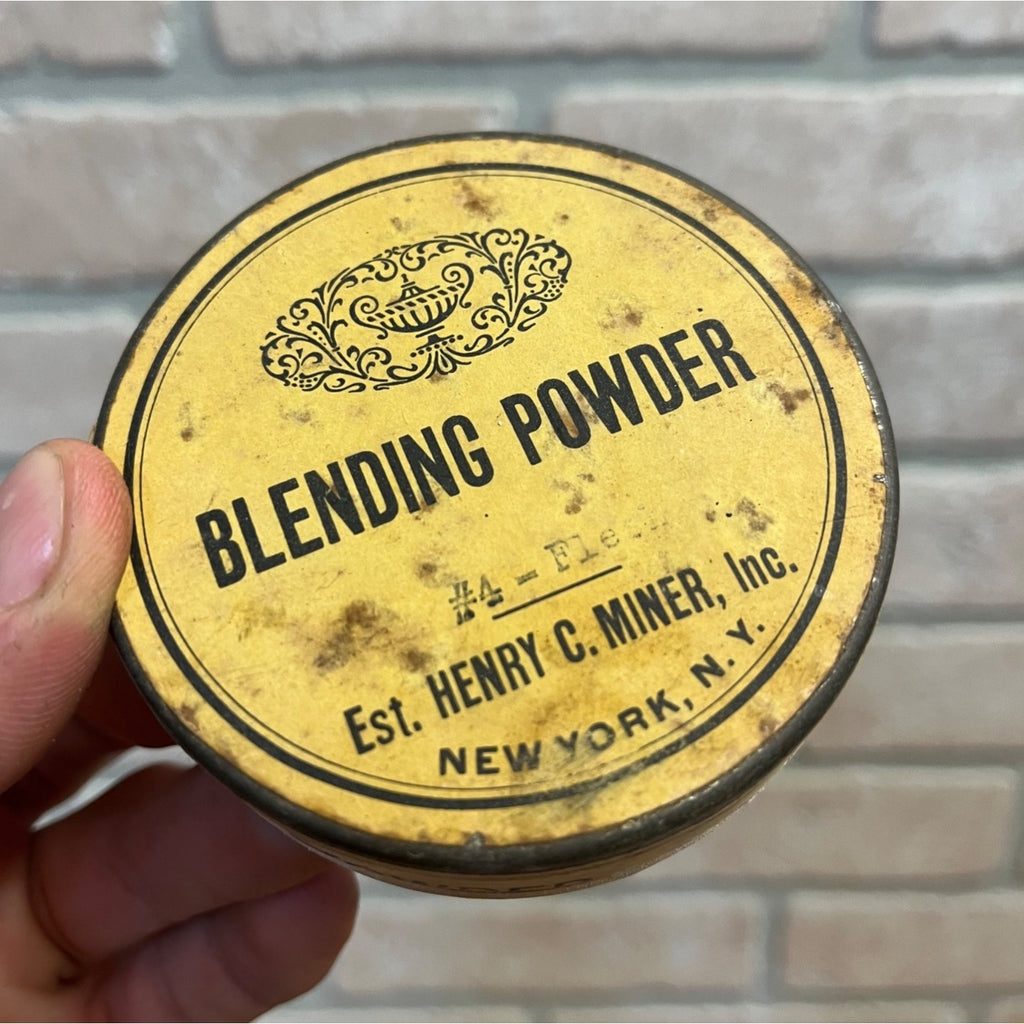 Vintage c1920s Henry C. Miner Inc Blending Powder Makeup Tin Can New York Adv.