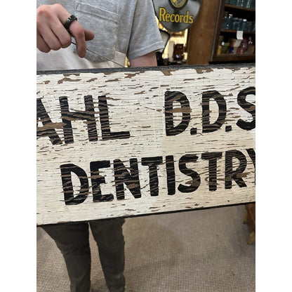 Vintage K.B. Wahl Dentistry Wooden Advertising Trade Sign Fort Atkinson Wis