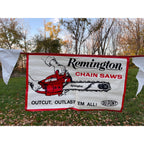 Vintage 1960s Remington Chainsaws Advertising Retail Store Banner Sign 24ft