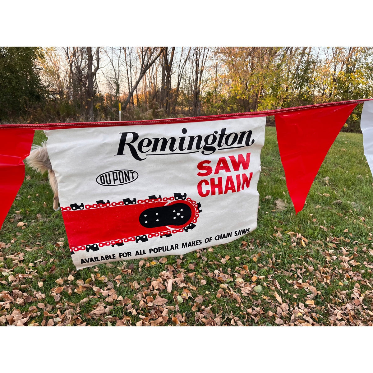 Vintage 1960s Remington Chainsaws Advertising Retail Store Banner Sign 24ft