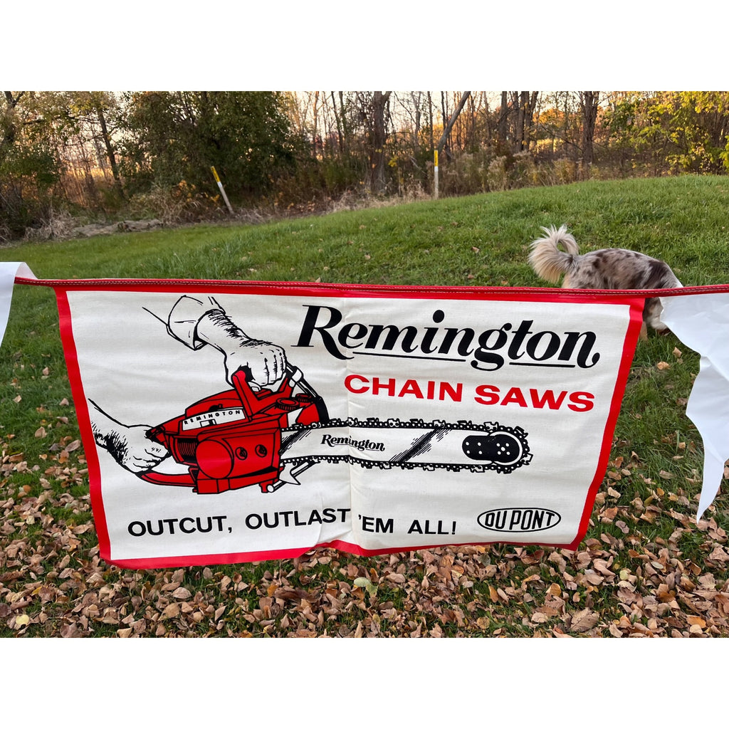 Vintage 1960s Remington Chainsaws Advertising Retail Store Banner Sign 24ft