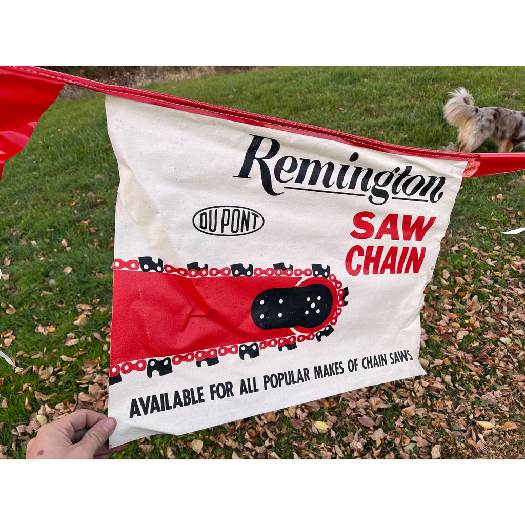 Vintage 1960s Remington Chainsaws Advertising Retail Store Banner Sign 24ft