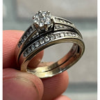 IKS 14K White Gold Diamond Bridal Set Wedding Ring Size 6.75 -- 6.89g