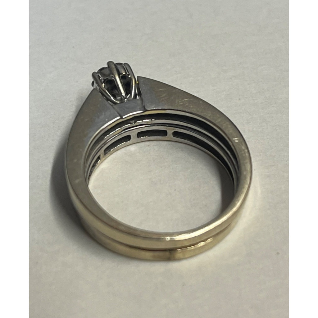 IKS 14K White Gold Diamond Bridal Set Wedding Ring Size 6.75 -- 6.89g