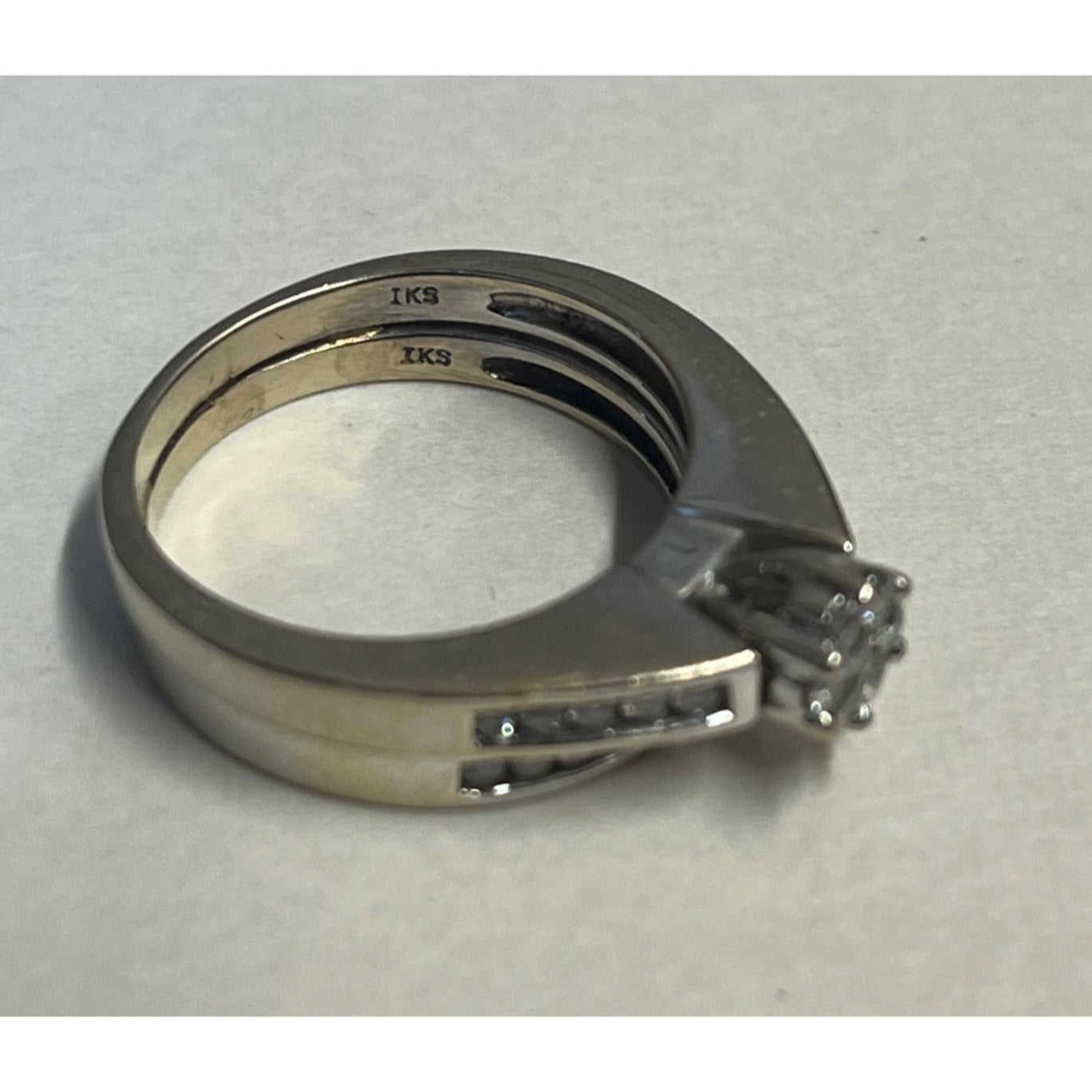 IKS 14K White Gold Diamond Bridal Set Wedding Ring Size 6.75 -- 6.89g