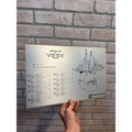 Vintage Giddings & Lewis Machine Tool Company Lubrication Chart Sign Advertising