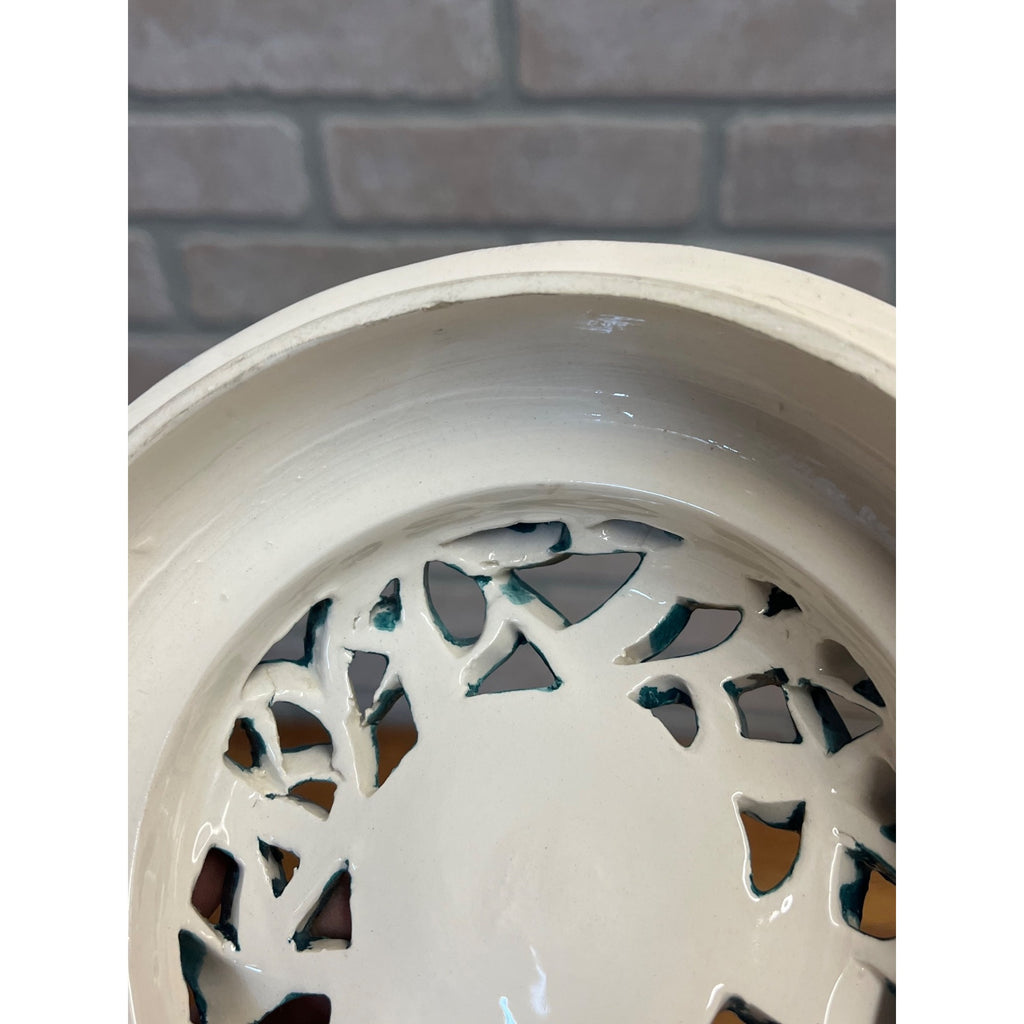 Vintage Capodimonte Italy Porcelain Candy Dish Lidded Trinket Bowl Green Gold
