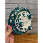 Vintage Capodimonte Italy Porcelain Candy Dish Lidded Trinket Bowl Green Gold