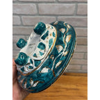 Vintage Capodimonte Italy Porcelain Candy Dish Lidded Trinket Bowl Green Gold