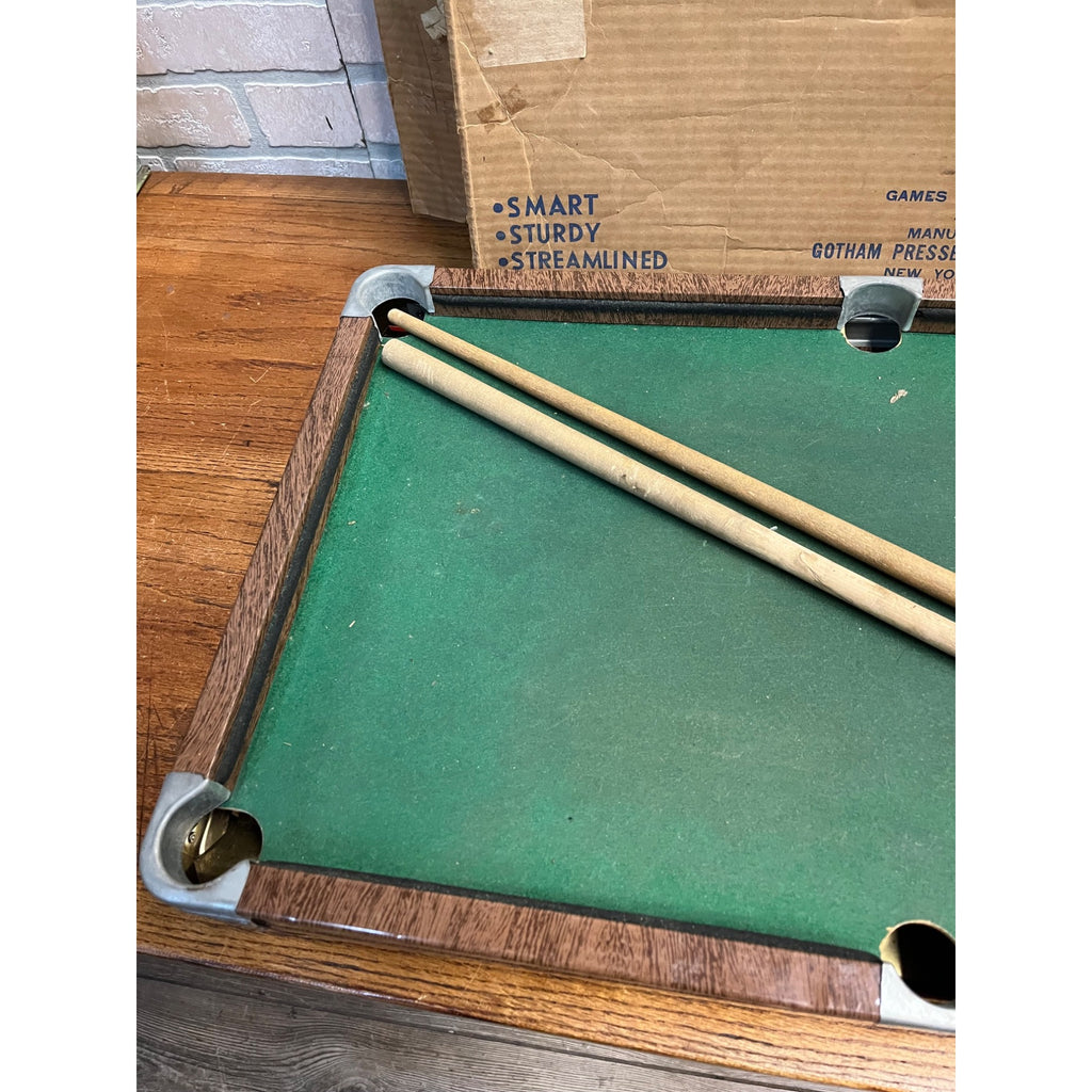 Vintage 1920s Gotham Pressed Steel Toy Streamliner Table Top Pool Table w/ Box