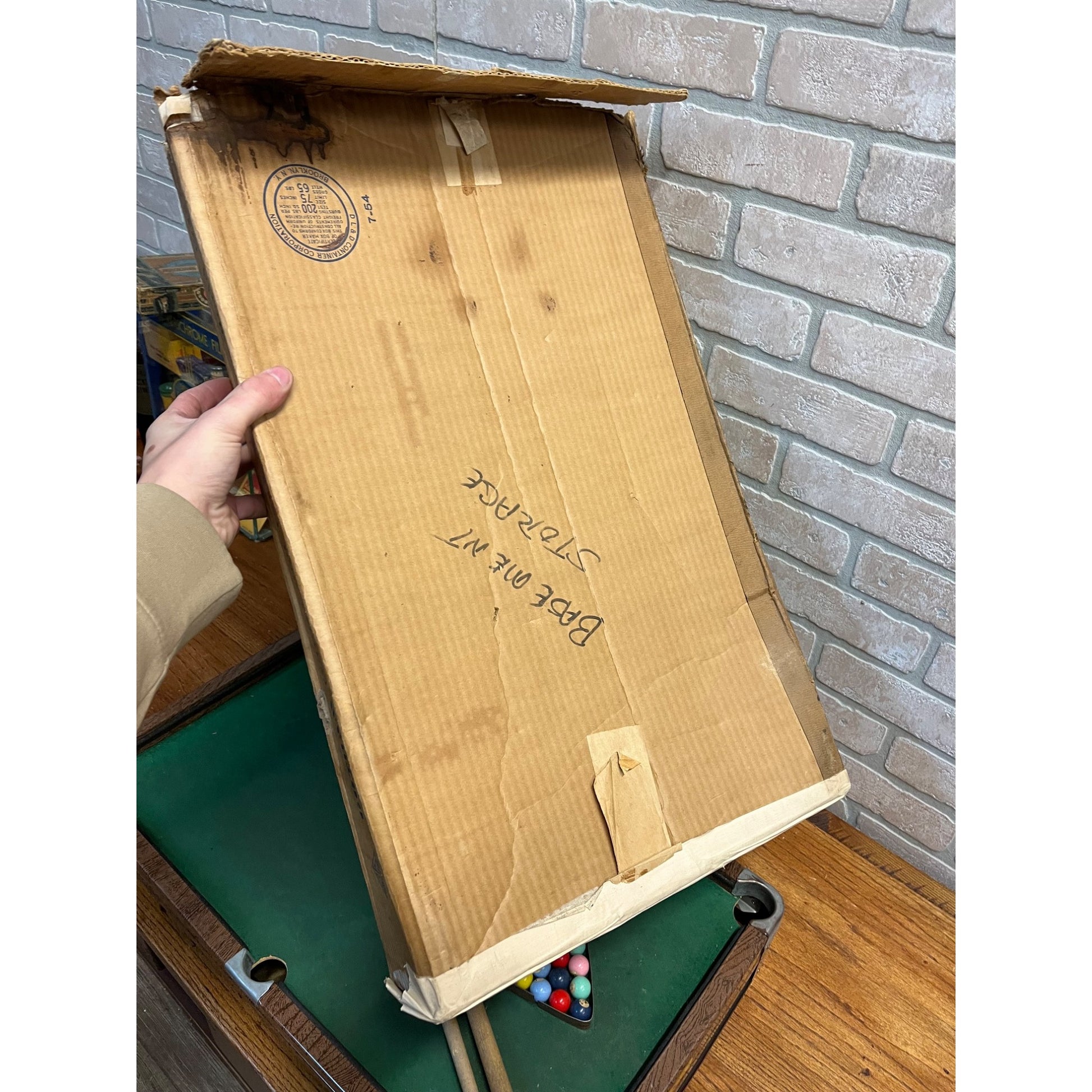 Vintage 1920s Gotham Pressed Steel Toy Streamliner Table Top Pool Table w/ Box