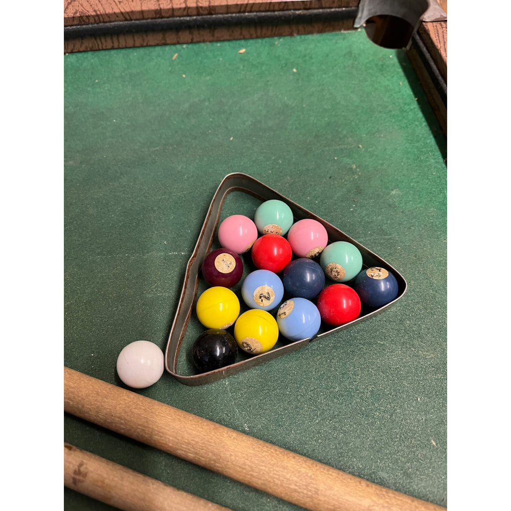 Vintage 1920s Gotham Pressed Steel Toy Streamliner Table Top Pool Table w/ Box