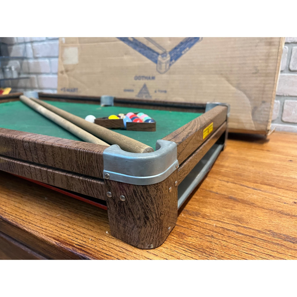 Vintage 1920s Gotham Pressed Steel Toy Streamliner Table Top Pool Table w/ Box