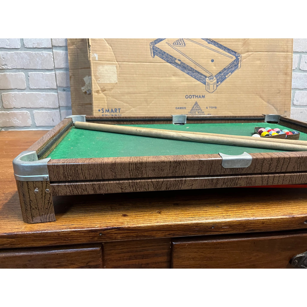 Vintage 1920s Gotham Pressed Steel Toy Streamliner Table Top Pool Table w/ Box