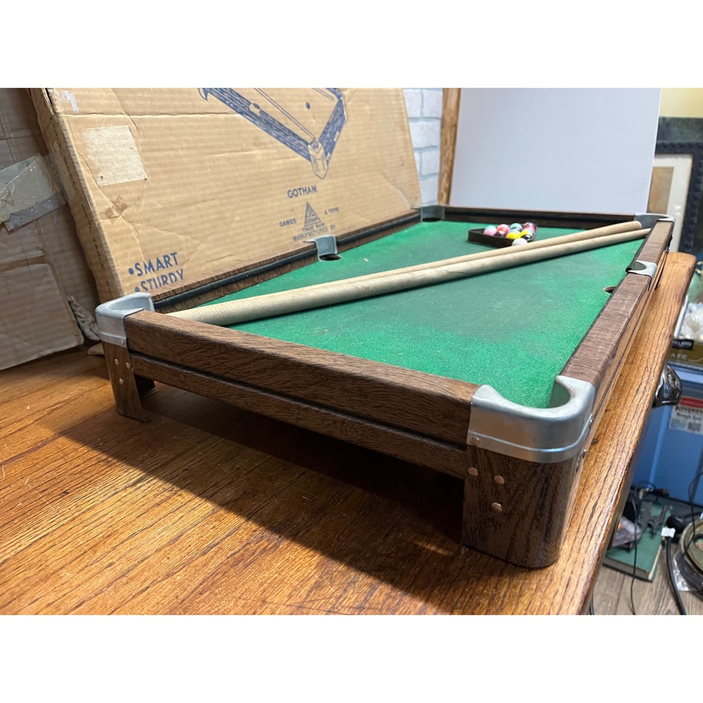 Vintage 1920s Gotham Pressed Steel Toy Streamliner Table Top Pool Table w/ Box