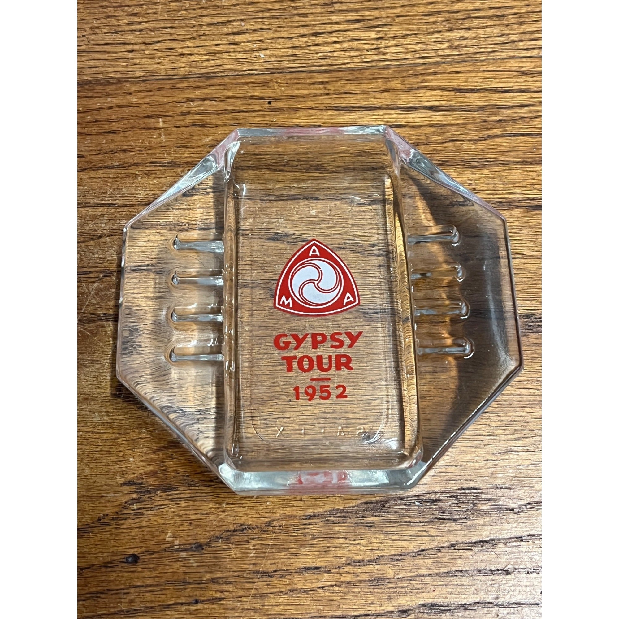 Vintage 1952 AMA American Motorcycle Association Gypsy Tour Ashtray HARLEY SAFEX