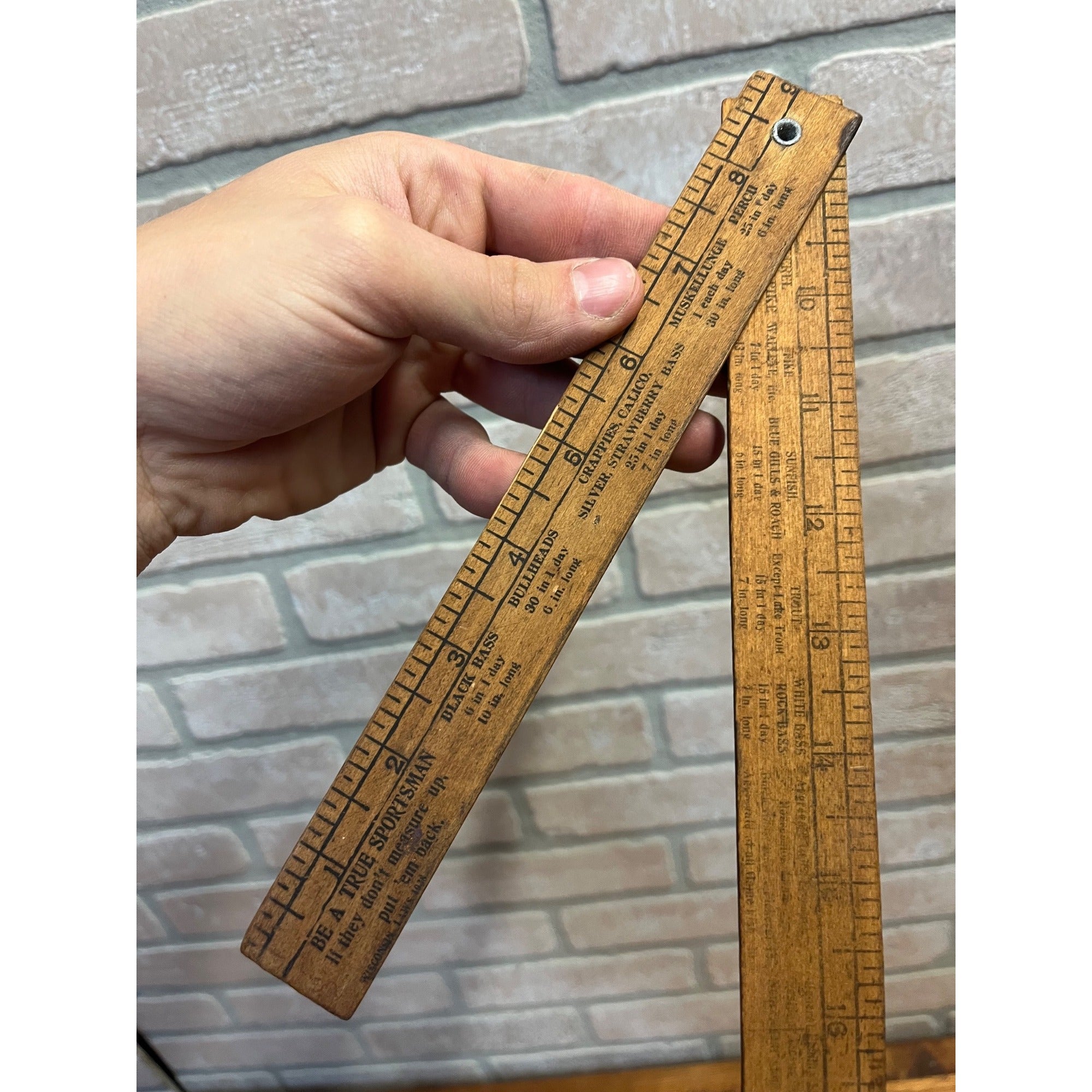 Vintage 1920s May-B-Inn Merrill Tomahawk Wis WI Advertising Fish Ruler Shell Oil