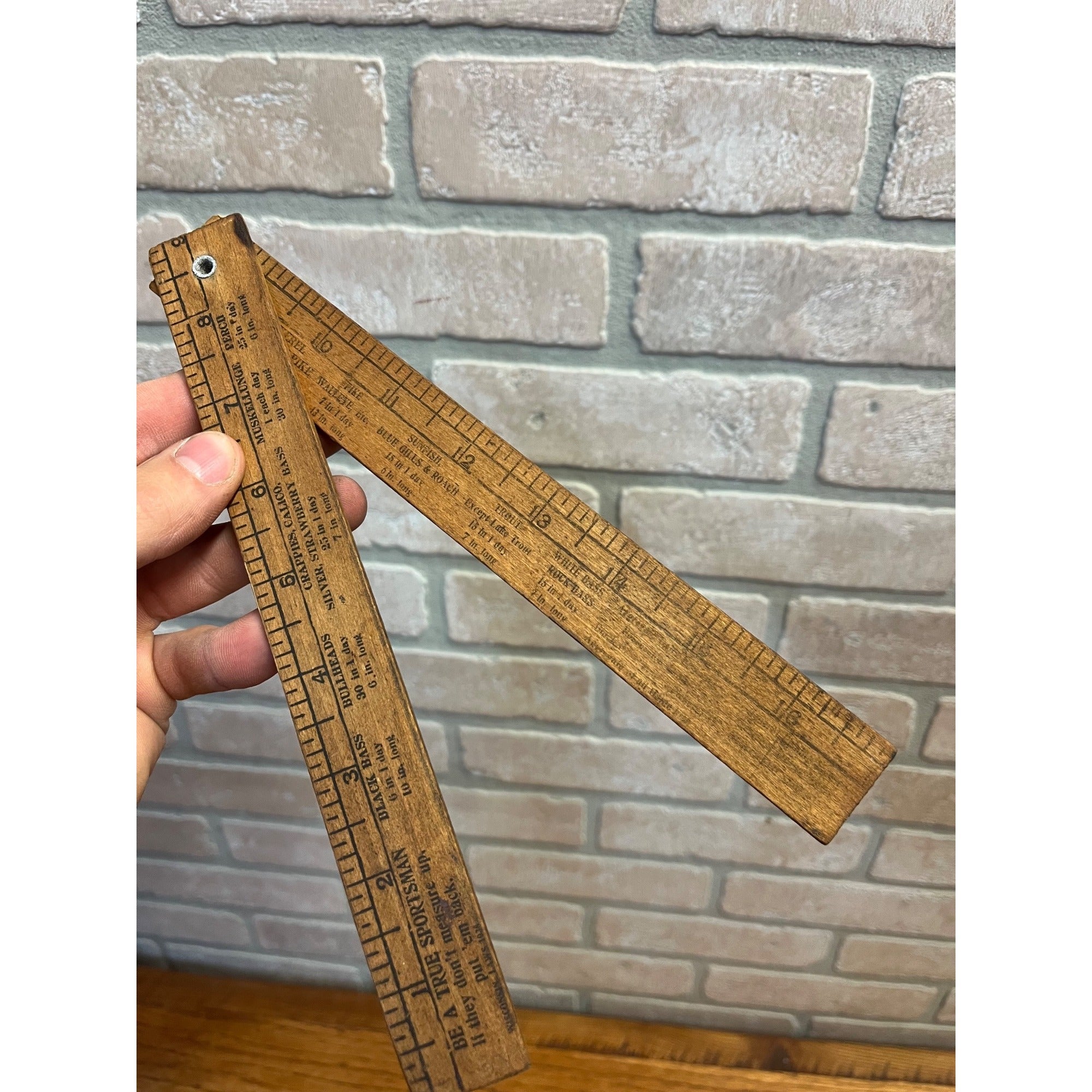 Vintage 1920s May-B-Inn Merrill Tomahawk Wis WI Advertising Fish Ruler Shell Oil