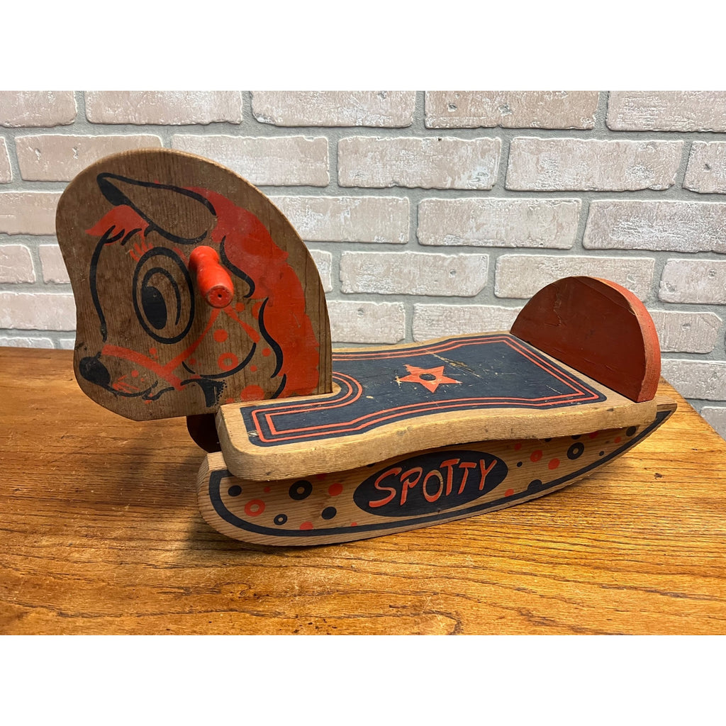 Vintage Wooden Spotty Rocking Horse Children's Kids Boys Girls Toy Rocker