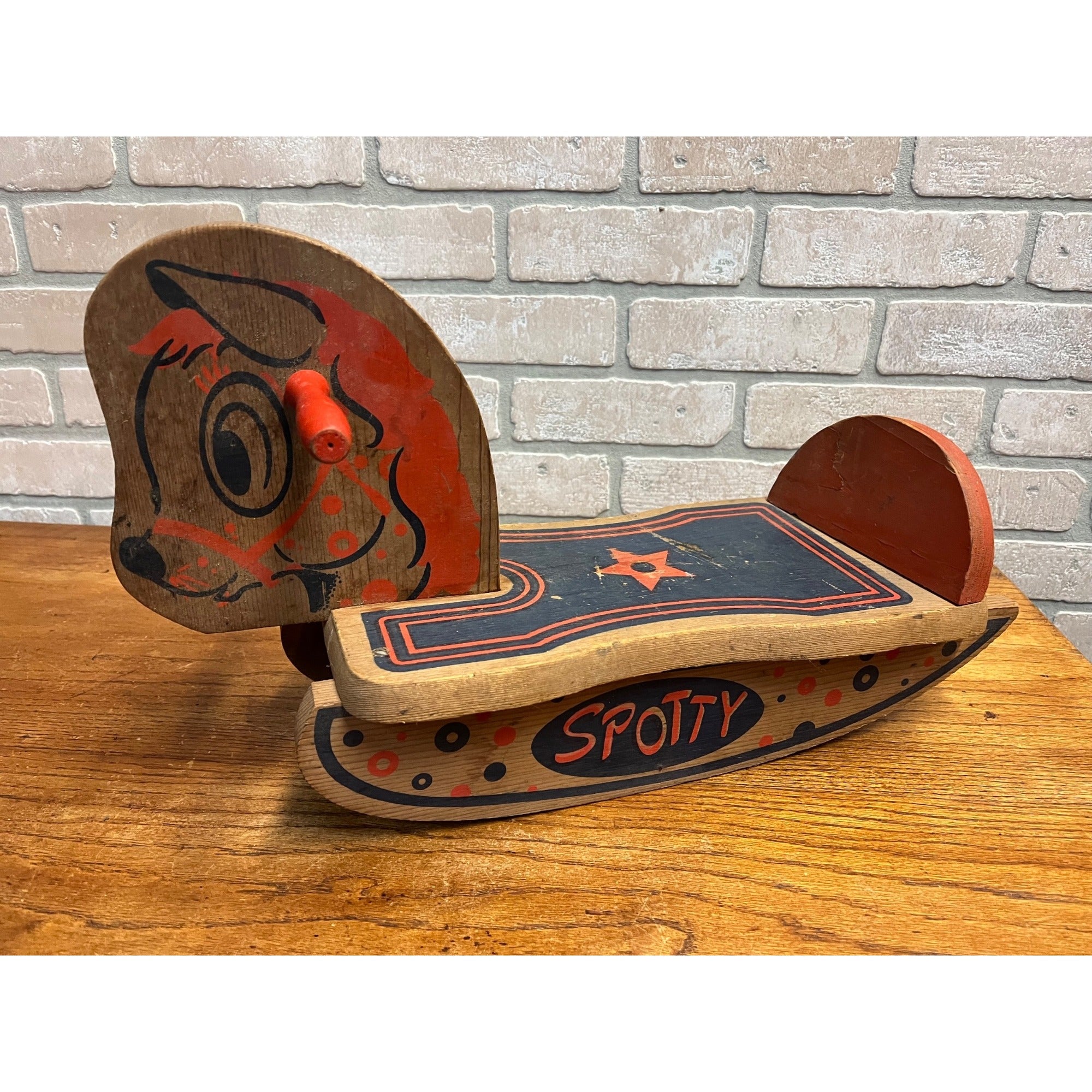 Vintage Wooden Spotty Rocking Horse Children's Kids Boys Girls Toy Rocker