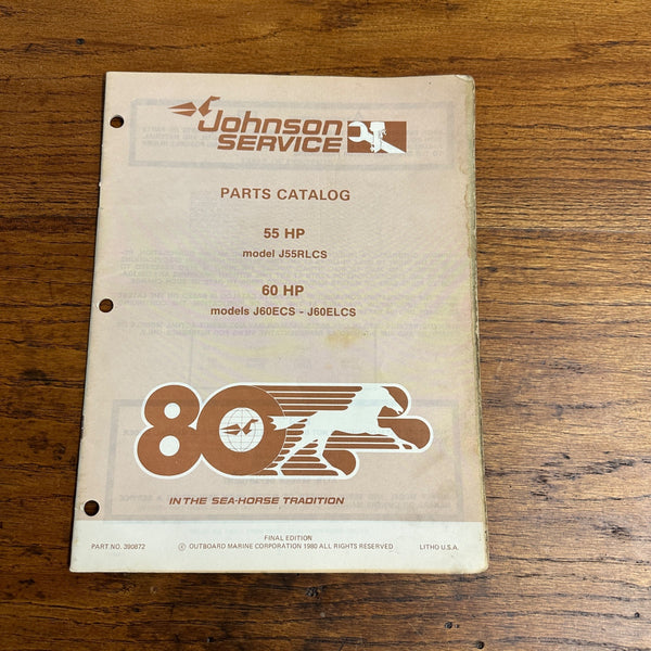 Johnson Outboard Service Parts Catalog 55HP 60HP J55RLCS J60ECS J60ELCS (1980)