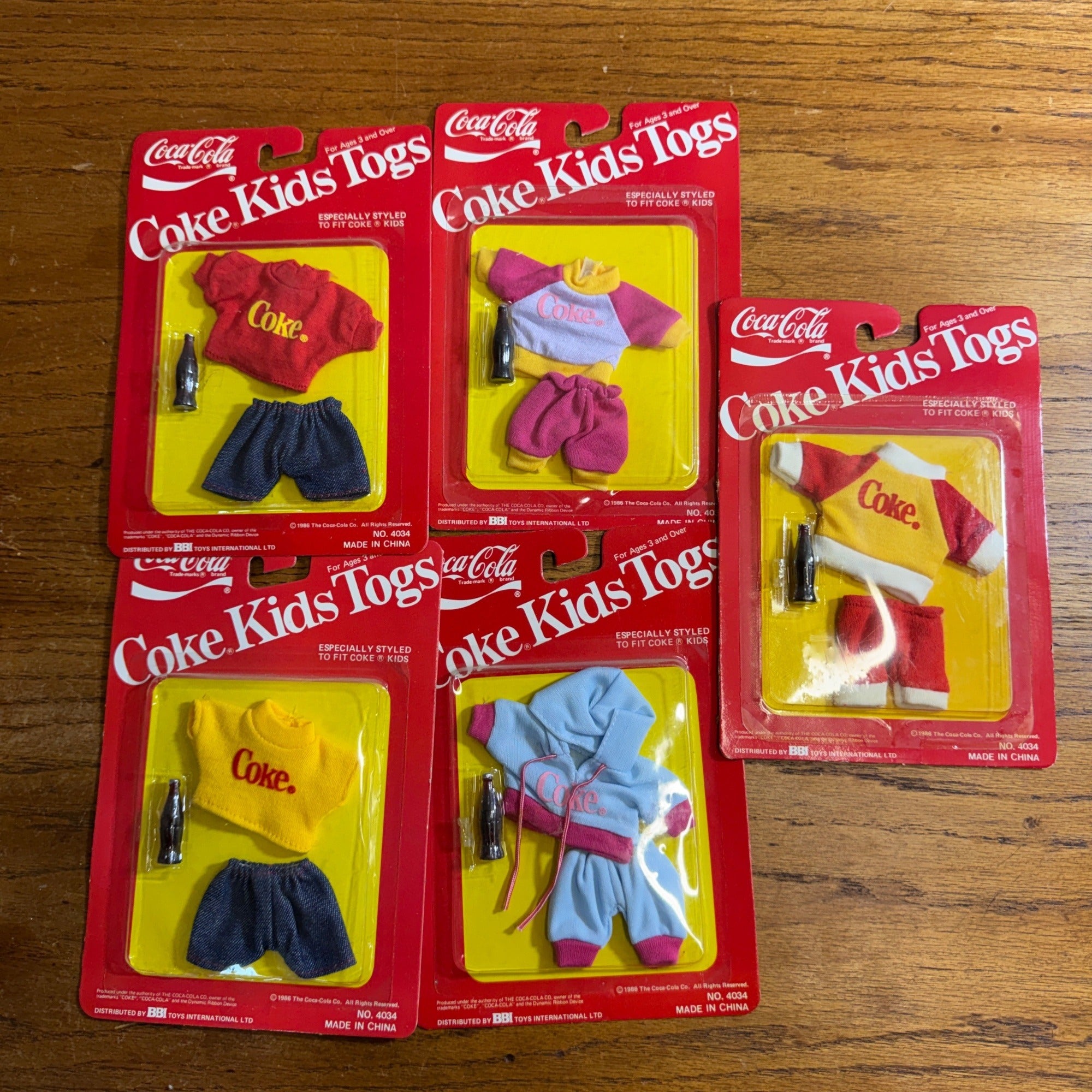 Coca Cola 1986 Coke Kids Togs BBI Toys Doll Fashions Doll Clothes Lot (5)