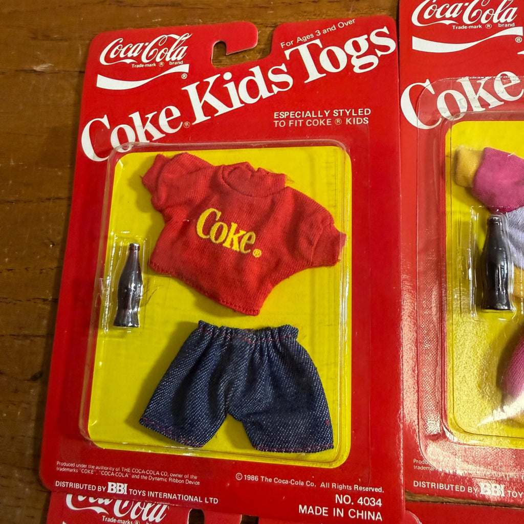 Coca Cola 1986 Coke Kids Togs BBI Toys Doll Fashions Doll Clothes Lot (5)