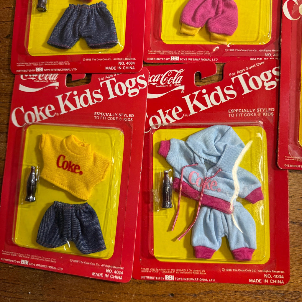 Coca Cola 1986 Coke Kids Togs BBI Toys Doll Fashions Doll Clothes Lot (5)