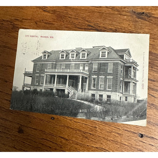 Vintage c1909 City Hospital Madison Wisconsin Wis Original Postcard WI
